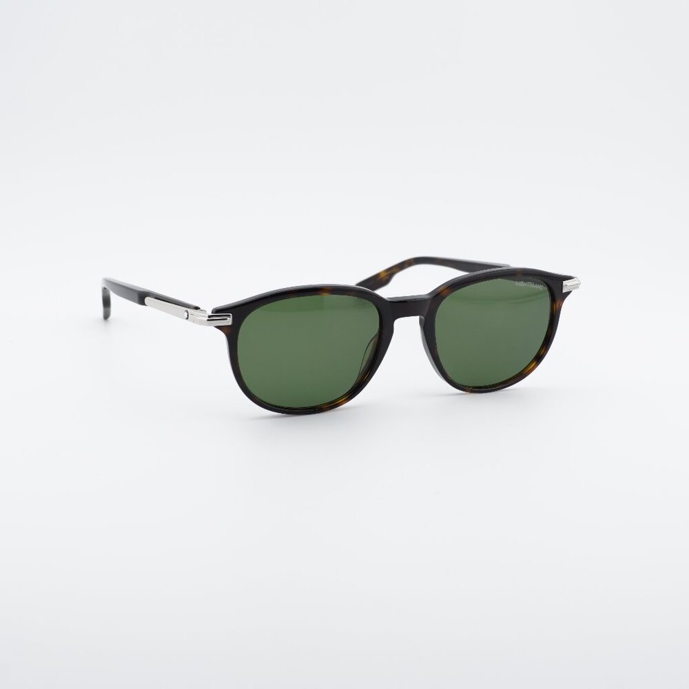 Montblanc MB0276S 002 Sunglasses Havana Square Frame, Green Lenses